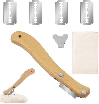 Dailygoods- Deegmes Hoogwaardige Snijder - Houten Handvat - Vervangbare Messen - RVS Mes - Opbergdoos - Ergonomisch Ontwerp - Broodsnijder