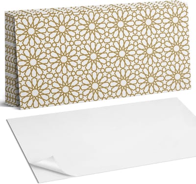 Coloray Plaktegels - Geometrisch patroon met sterren Wandtegel Zelfklevend - 60 cm x 30 cm - Beige Plaktegels - 6 stuks - Rechthoek PVC Tegels - Plaktegels Keuken - Zelfklevende Vloertegels Badkamer - Vinyl Tegels Zelfklevend - Portugese Tegels