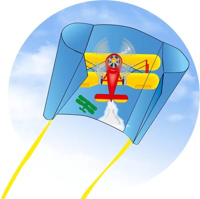 Kindervlieger HQ Pocket Sled Biplane 100094 Blauw 43 x 33 cm + 120 cm staart