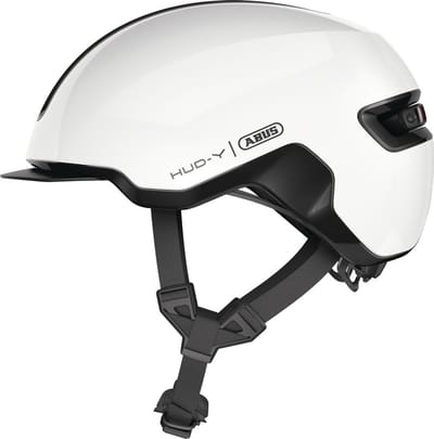 Fietshelm ABUS HUD-Y shiny white L - 57-61 cm - wit - Geschikt voor gebruik op elektrische fietsen - stadsfietsen - 330 g