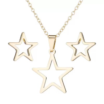 WeLoveSilver - chirurgisch stalen sieradenset - opengewerkte ster - 43 cm