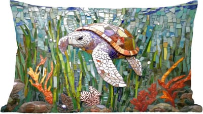 Sierkussens - Kussentjes Woonkamer - 60x40 cm - Schildpad - Zeewier - Mozaïek