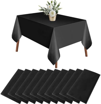 Cosensi- Wegwerptafelkleden Set van 10 - Zwart - Kunststof - Vuilafstotend - Waterdicht - 137 x 275 cm - Plastic Tafelkleed