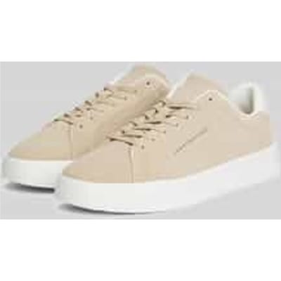Sneakers met logodetail van echt leer