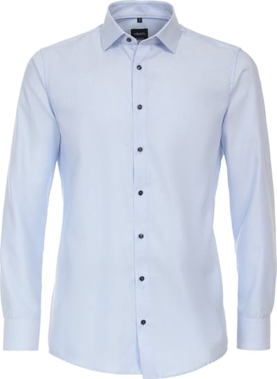 VENTI modern fit overhemd - structuur - blauw - Strijkvriendelijk - Boordmaat: 48