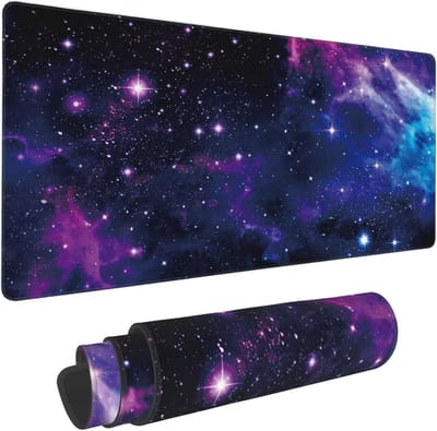 Groot 35 x 157 inch Bureaumat Galaxy Nebula Universe Space Extended Gaming Mouse Pad met antislip basis - lange muismat voor computer toetsenbord - thuiskantoor