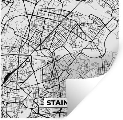 Muurstickers - Sticker Folie - Frankrijk – Plattegrond – Kaart – Stains – Stadskaart - 100x100 cm - Plakfolie - Muurstickers Kinderkamer - Zelfklevend Behang XXL - Zelfklevend behangpapier - Stickerfolie