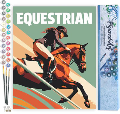 Figured'Art Schilderen op Nummer Volwassenen canvas Sportaffiche Paardensport- Handwerk acrylverf Kit DIY Compleet - 40x50cm zonder frame