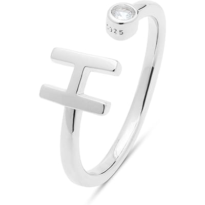 Luxenter 925 Sterling zilveren ring met gerhodineerde briljant zirkonia - Alfabet