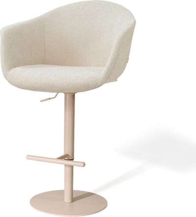 Nolon Niva-Otis Draaibare Tulp Barkruk Cottonbeige - Verstelbaar - Beige Onderstel - Armleuning - Japandi - Barstoel