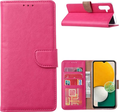 Hoesje Geschikt Voor Samsung Galaxy A13 Hoesje Pink - Hoesje Geschikt Voor Samsung Galaxy A13 Booktype met Pasjeshouder - A13 4G book case Portemonee hoesje