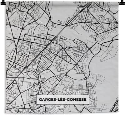 Wandkleed - Wanddoek - Garges-lès-Gonesse - Frankrijk - Plattegrond - Kaart - Stadskaart - 180x180 cm - Wandtapijt