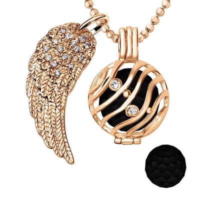 Engelenroeper 18mm Bolhouder met Ketting 90cm en Bolletje - Dames - Roségoudkleurig Golven - EBS18079