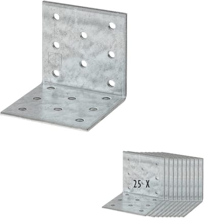 25 x Siwitec geperforeerde hoekprofielen 40 x 40 x 60 mm, Sendzimir gegalvaniseerd, houten verbindingsstukken met corrosiebescherming, hoekijzers, 90-graden hoeken, geperforeerde hoekprofielen, gegalvaniseerde hoeken, hoekset
