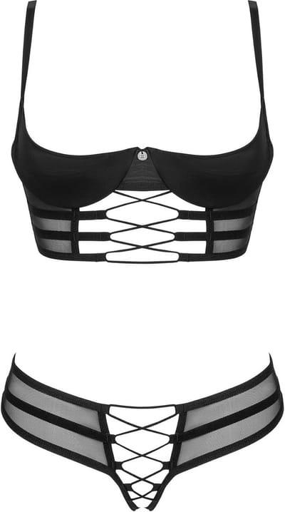 Verleidelijke Lingerieset Dames met Beha, Slip en Satijnen Blinddoek