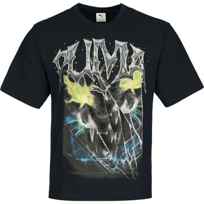 Puma T-shirt - GRAPHIC Vintage Cat Boxy Tee - S tot XL - voor Mannen - zwart