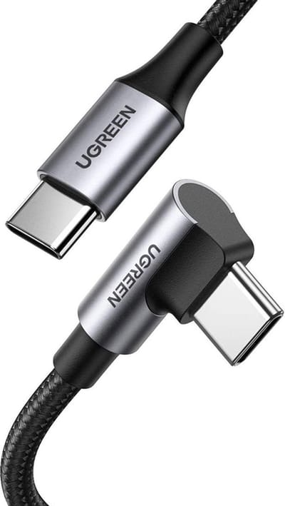 UGREEN 100W USB C naar USB C Kabel Hoek PD 3.0 PPS Oplaadkabel USB-C 90 graden compatibel iPhone 15 Pro Max, Galaxy S24 Ultra, M2 MacBook Pro/Air iPad Pro 12.9 iPad Mini 6 Steam Deck enz. (1m)