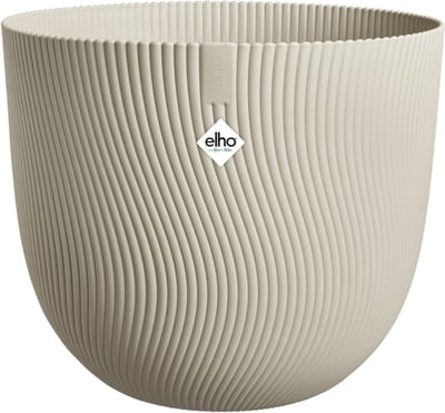 Elho Sereh Rond 25 - Bloempot voor Binnen & Buiten - 100% Gerecycled Plastic - Ø 24.5 x H 21 cm - Paddenstoel beige