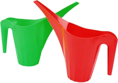 Kunststof Gieter - Waterkannen Set - Planten Water Geven - Lange Nauwe Uitloop - 2 Liter Capaciteit - Rood en Groen