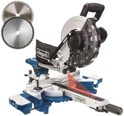 Scheppach HM254 Afkortzaag 2000W - kapzaag - verstekzaag - Ø255mm - 4500 r/min - Kantelbaar (0-45°) - Incl. laser en incl. 2 zaagbladen