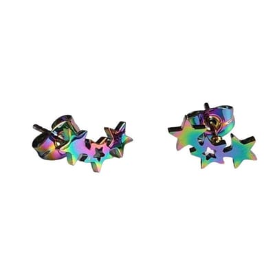 Aramat Jewels | Oorbellen | Stalen Multicolor Sterren Oorbellen - Uniek & Feestelijk | | | |10mm | Staal | Kinderen, Volwassenen | Verkleurd niet
