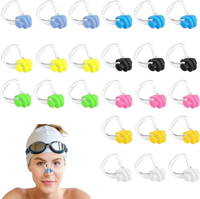 Comfortabele Neusclip voor Zwemmen - 24 Kleurrijke Stukken voor Volwassenen en Kinderen 7+ - Ideaal voor Training, Recreatief Zwemmen en Snorkelen