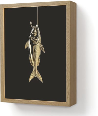 Wandlamp 30x40 cm - Oplaadbaar - Goud - Vis - Haak - Zwart - Wandlampen binnen woonkamer - Slaapkamer lamp - Decoratieve nachtlamp - Vloerlamp draadloos