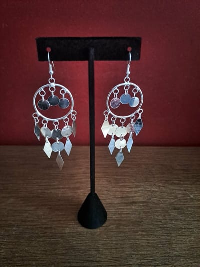 Oorbellen zilver met muntjes en ruitjes | Oorbellen | Muntjes |Ruitjes