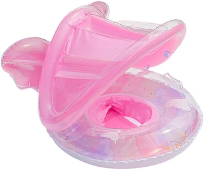 Opblaasbare Vlinder - Waterstoel Zwemband - Zomerse Ontspanning - Met Afneembare Luifel - 57x43 cm - Roze