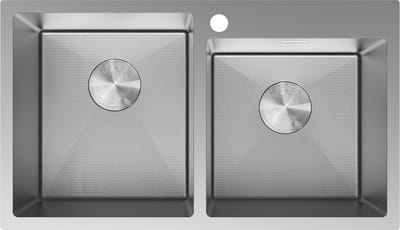 Mexen Xorin stalen spoelbak 2-kamer 780 x 450 , inox HC - 6441782000-01HC