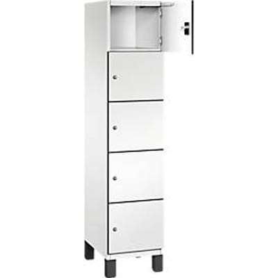 C+P Cambio lockerkast, 1 vak, 5 vakken, op poten, B 400 x D 525 x H 1980 mm, verkeerswit/wit