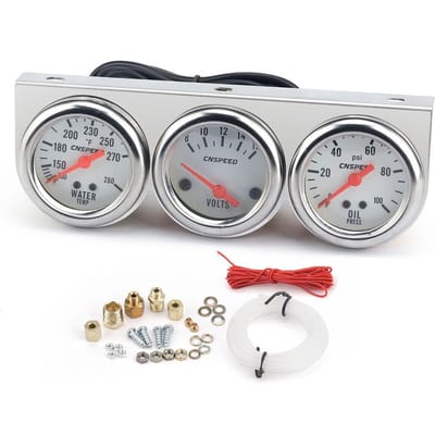 Jauge universelle de température d'eau chromée pour voiture, jauge de pression d'huile, Triple 3, Kit de jauges gray