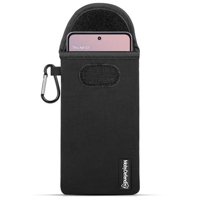 MobyDefend Hoesje - Geschikt voor Motorola Moto G86 Power - Neopreen Pouch Met Karabijnhaak - Insteek - Riemlus - Zwart