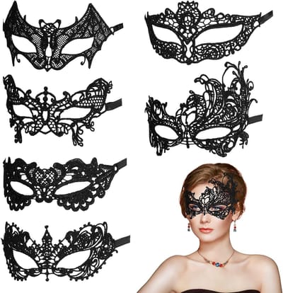 Solidchoice - Set van 6 Venetiaanse Maskers voor Feestelijke Gelegenheden