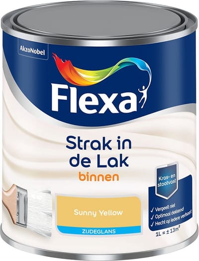 Flexa - Strak In De Lak Binnenlak Zijdeglans - Sunny Yellow - Mengverf - 1 L