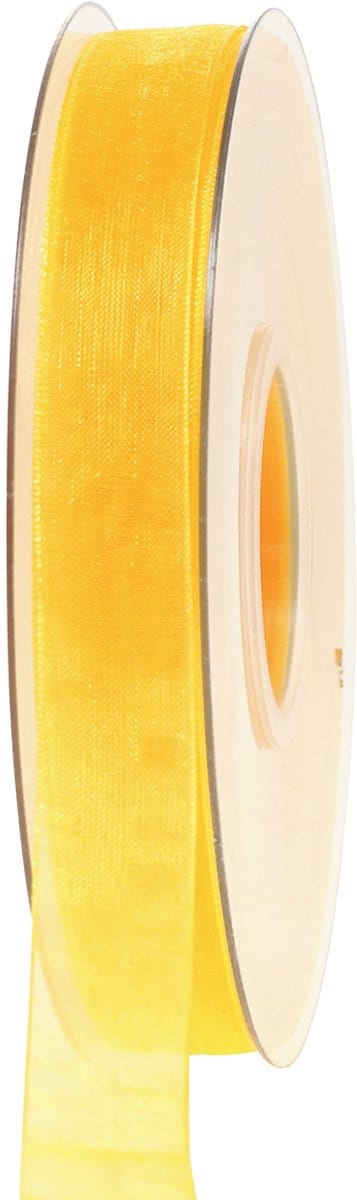 Organza lint cadeaulint geel lint zelfkant 15mm 50m