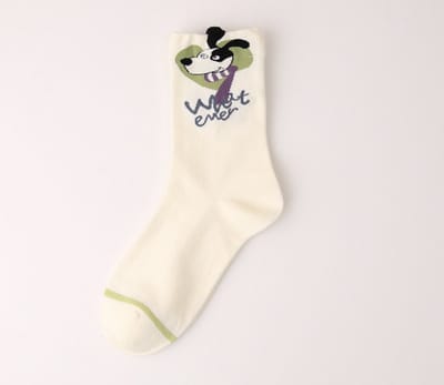 Dames sokken - wit - zwart - leuke print hond - 36 - 40 - cadeau voor haar - geschenk vrouwen - Kerst cadeau - verjaardagscadeau - gift