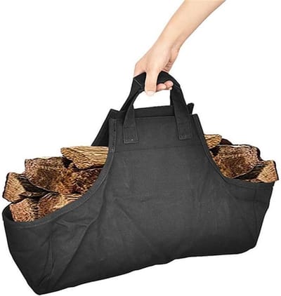 Openhaard Brandhout Tas - Houtmand Opvouwbaar - Brandhout Vervoeren - Duurzaam Canvas Materiaal - Ruim Ontwerp - Zwart