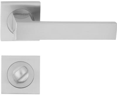 Domino® Deurkrukgarnituur QUBIK-QR M6 - Chroom gespoten - WC met Vierkant Rozette - Deurbeslag van aluminium - Deurklink voor badkamer, badkamerdeuren, kelderdeur en binnendeur
