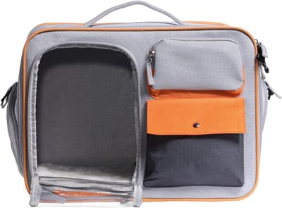 DailySupplies® Katten Vervoersbox - Reismand Kat - Transportbox - Reistas - Grijs met oranje