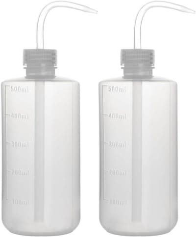 OIMG 2-Pack Heldere spuitfles - Knijpfles - Plastic wasfles - Chemische wasfles - Veilige plastic gieter - Planten - en laboratoriumspuitfles - Ideaal voor planten - 500 ml - Wit helder