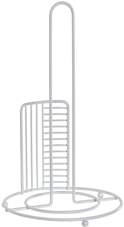 Excellent Houseware Keukenrolhouder - chrome metaal - wit - 18 x 31 cm