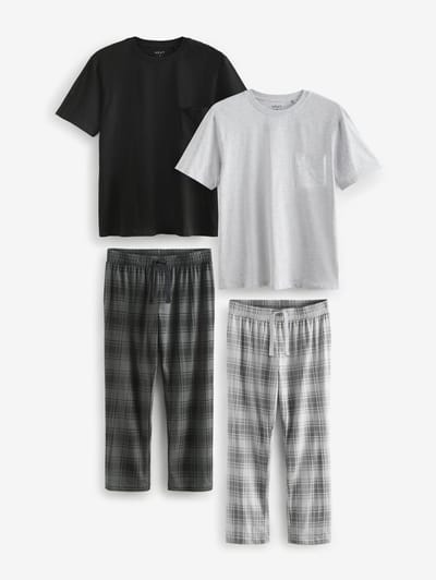 Next - Heren - Set van 2 jersey pyjama's met korte mouwen - Zwart