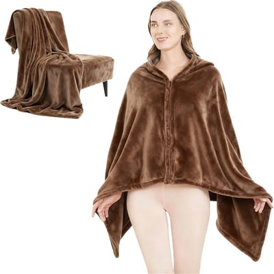 Extra Zachte Flanellen Deken en Poncho voor Dames en Heren | Warm Reis- en Bankkleed