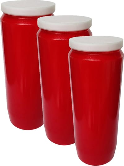 Enlighting candles grafkaars/gedenklicht - 3x - rood - 7 cm x 20 cm - 9 dagen - Noveenkaars - Gedenkkaars - Graflicht/herdenkingslicht