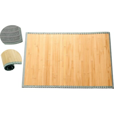 MPLCo - Bamboe Badmat op Rol - Antislip Badkamer Mat - Houten Badmat voor Douche, Bad & Keuken - Oprolbaar - Waterbestendig - Met Antislip Onderzijde - 75 x 50 cm - Naturel
