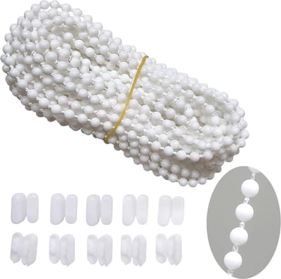 10m (10,94 yds) Vervanging van rolgordijnkralenketting, verticale jaloezie honingraatkoord met connector voor vervangingsonderdelen voor rolgordijnen, reparatieaccessoires