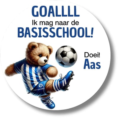 20 Stickers Naar Basisschool - Gepersonaliseerd Met Naam - Voetbal Beer Traktatie - Memories Are Timeless