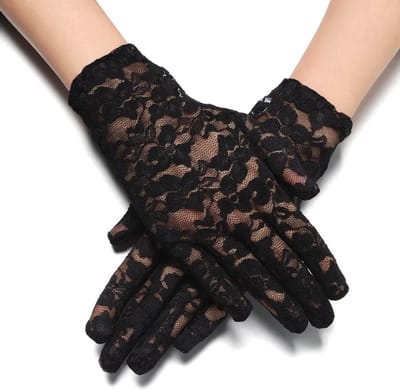 Hiden - Bruids Handschoenen - Cosplay Kleding - Cosplay Anime - Handschoenen Dames - Begrafenis - Handschoenen - Kant - Bruiloft decoraties | Zwart - met vingers