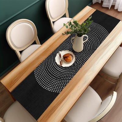 Moderne Minimalistische Zwart-Witte Stippen Tafel Runner, Tafel Decoratie Doek, Salontafel Vlag, Lange Tafeldoek 40x140cm brown